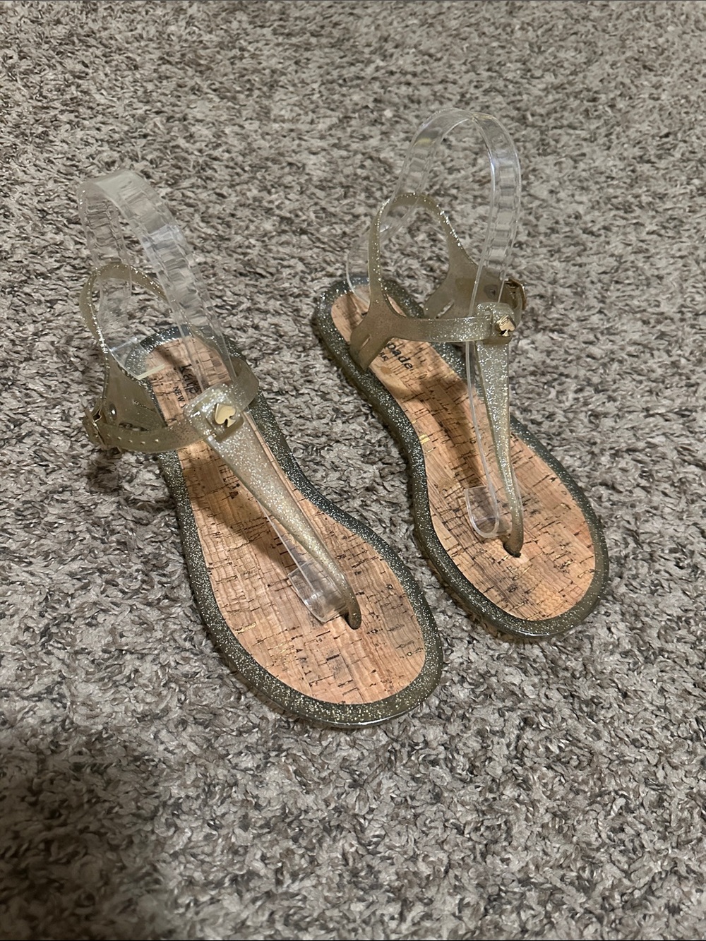 Kate Spade New York Yari Jelly Glitter Gold Thong, Ankle Sandals